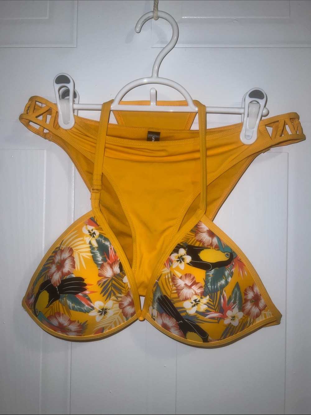 Undiz Yellow Floral Toucan Push-Up Bikini Set M and L